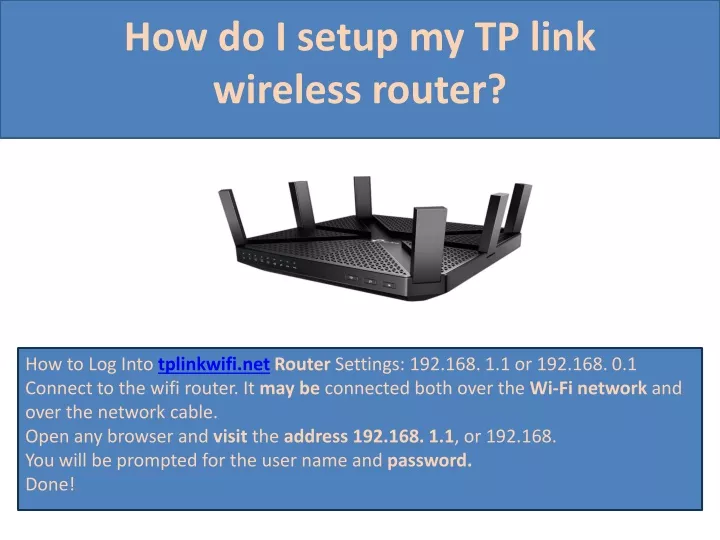 how do i setup my tp link wireless router