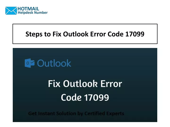 steps to fix outlook error code 17099