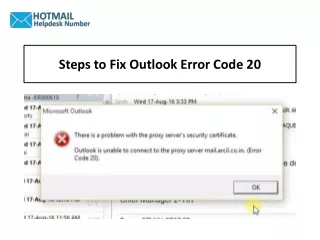 steps to fix outlook error code 20