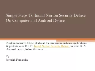 simple steps to install norton security deluxe on computer and android device