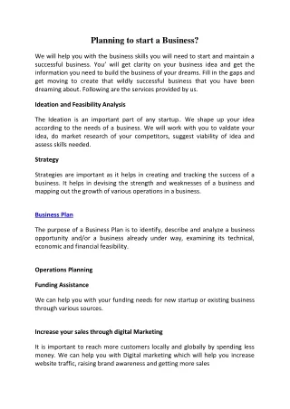 planning to start a business