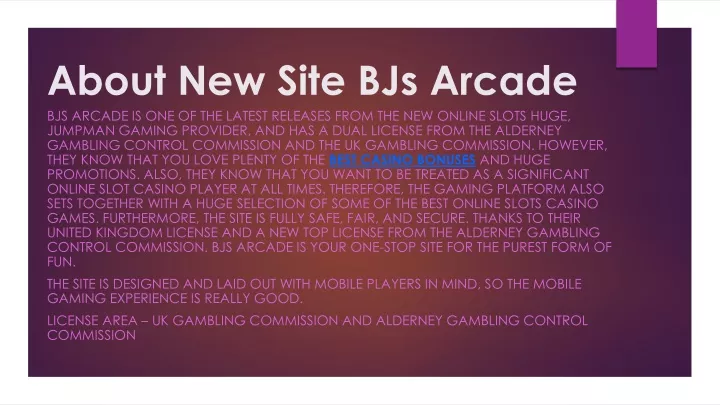 about new site bjs arcade