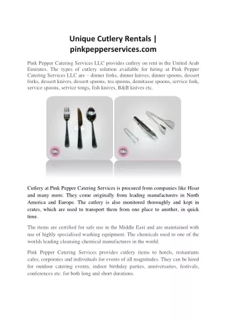 Cutlery Suppliers & Rentals