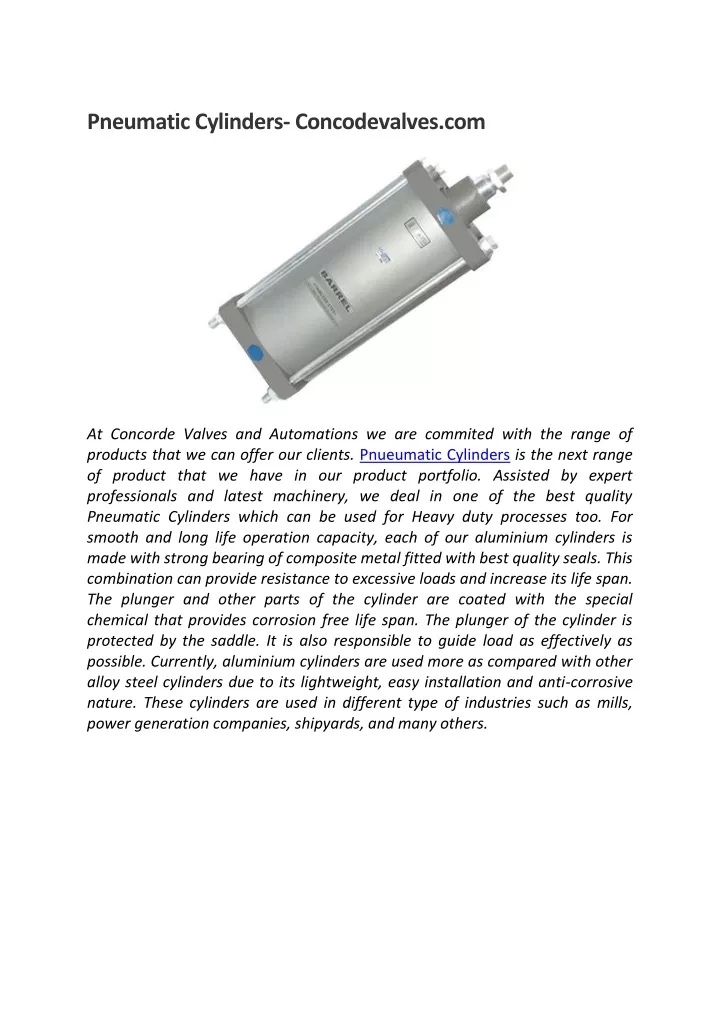 pneumatic cylinders concodevalves com
