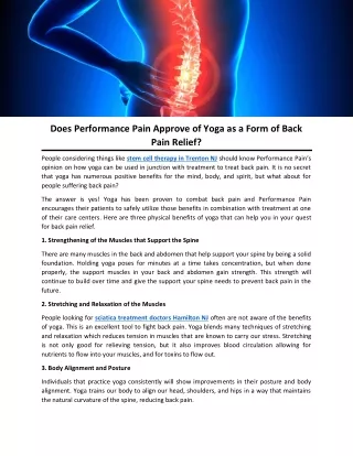 Does Performance Pain Approve of Yoga as a Form of Back Pain Relief?