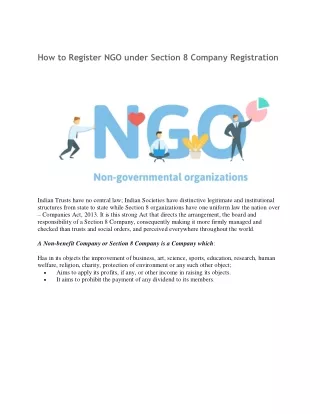 How to Register NGO under section 8 Comapny