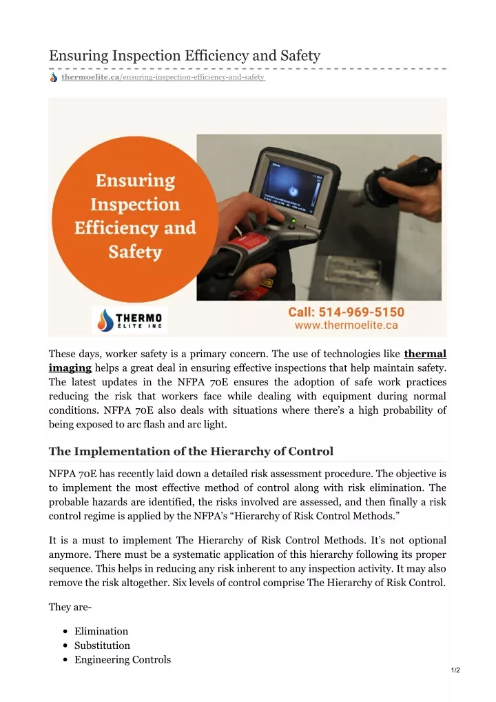 ensuring inspection efficiency and safety