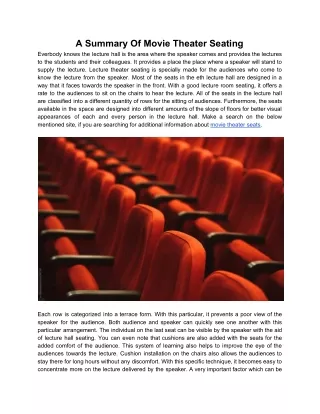 a summary of movie theater seating everbody knows