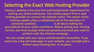 selecting the exact web hosting provider