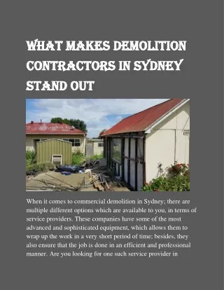 What Makes Demolition Contractors In Sydney Stand Out