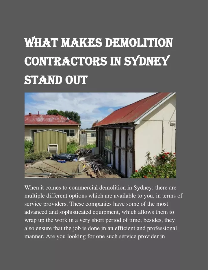 what makes what makes demolition contractors