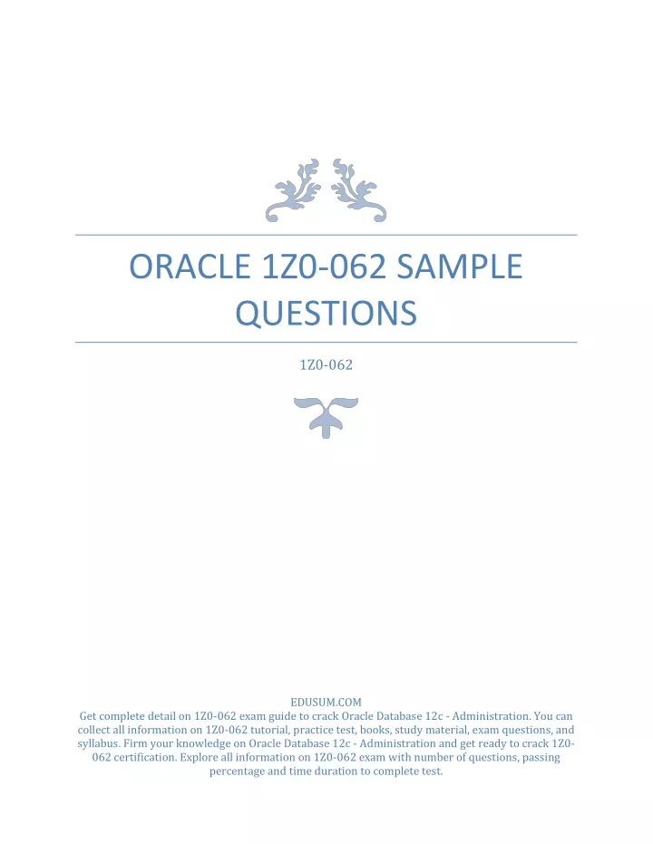 oracle 1z0 062 sample questions