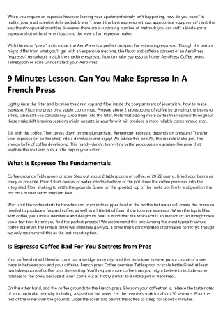 9 Minutes Lesson, Can You Make Espresso In A French Press