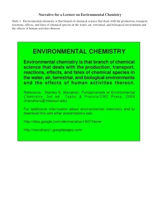 narrative for a lecture on environmental chemistry