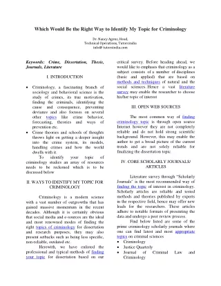 which would be the right way to identify my topic