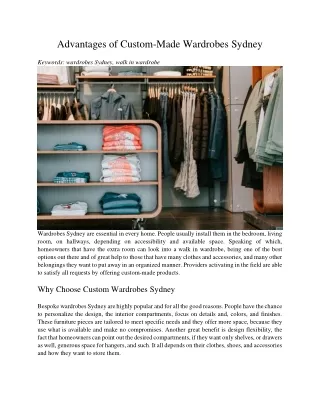 advantages of custom made wardrobes sydney