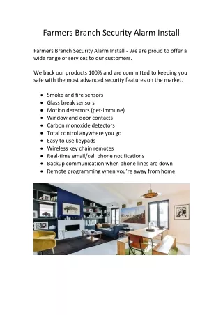 farmers branch security alarm install farmers