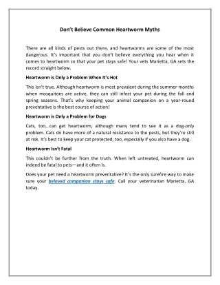 don t believe common heartworm myths