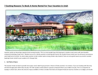 7 Exciting Reasons To Book A Home Rental For Your Vacation In Utah