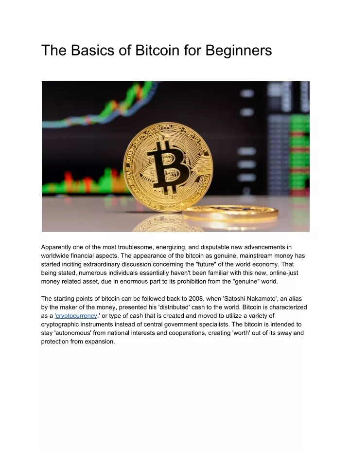 the basics of bitcoin for beginners