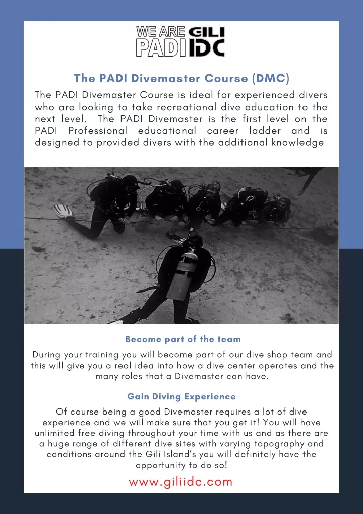 the padi divemaster course dmc