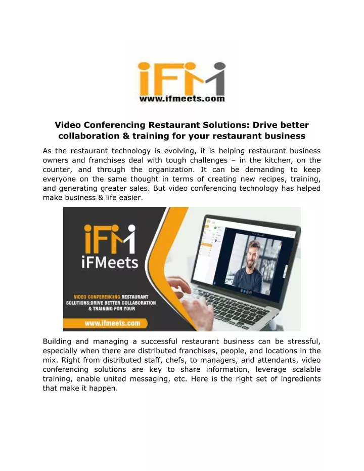 video conferencing restaurant solutions drive